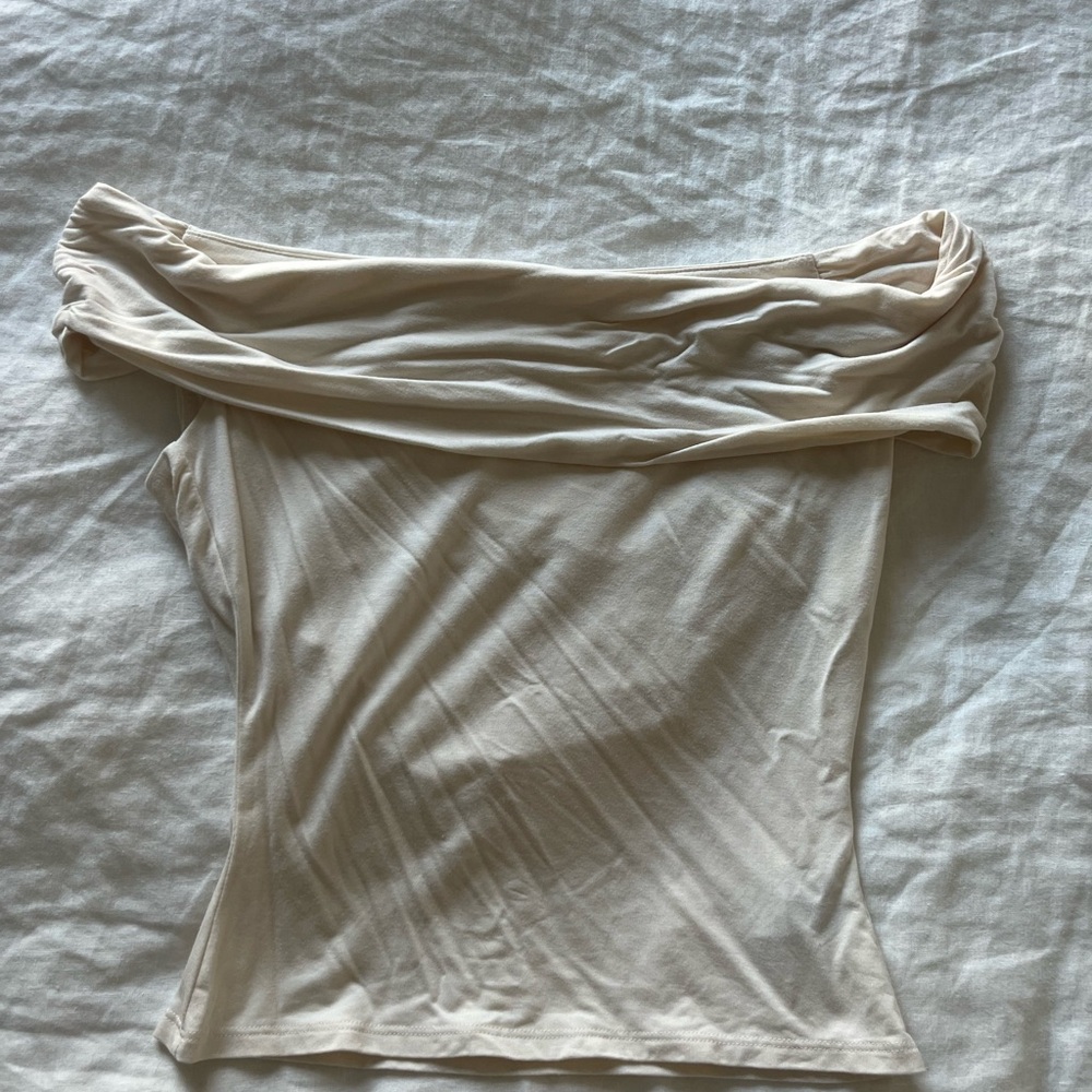 Reformation Cream Off-Shoulder Blouse
